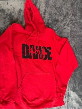 Gildan STREETWEAR, Red HOT, cool 😎 Hoodie with Black DANCE Graphic - new !